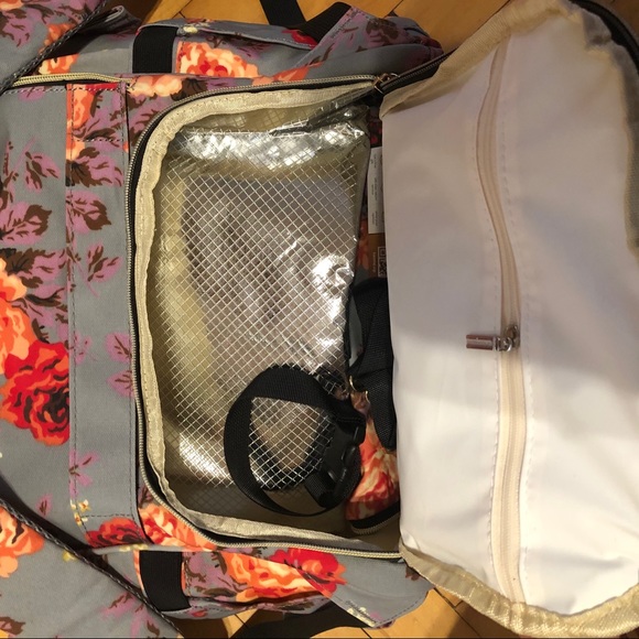 Gray Floral Diaper Bag/Backpack - Picture 8 of 16